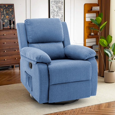 KORSER Recliner Chair, Manual Recliner, 360 Swivel Recliners For Small Spaces ,Rocker Recliner With Side Pockets