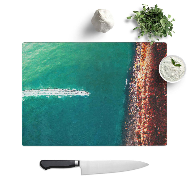 Tempered Glass Boat Chopping Board, 39 cm W x 28.5 cm L