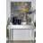 Skyler Glass Mirrored Geometric Silver Console Table with Circular Panel Inlay