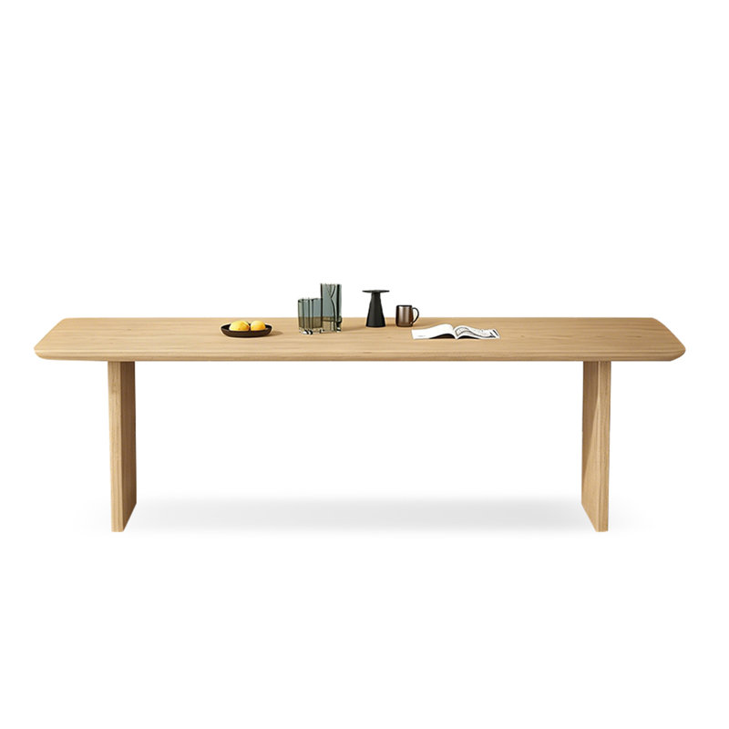 Modern Burlywood Rectangular Solid Wood Dining Table, Burlywood, 29.53"H x 102.36"L x 39.37"W