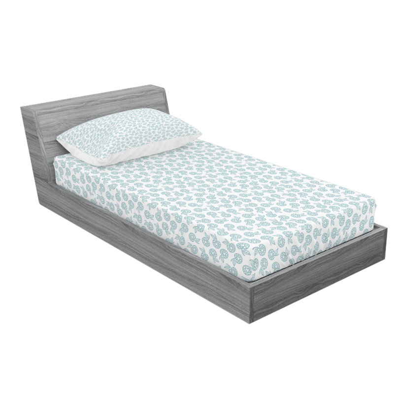 Scandinavian Microfiber Patterned Fitted Sheet, Twin Fitted Sheet with 1 Pillowcase