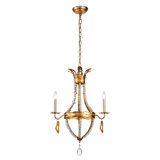 3 Light Mini Traditional Antique Gold Chandelier