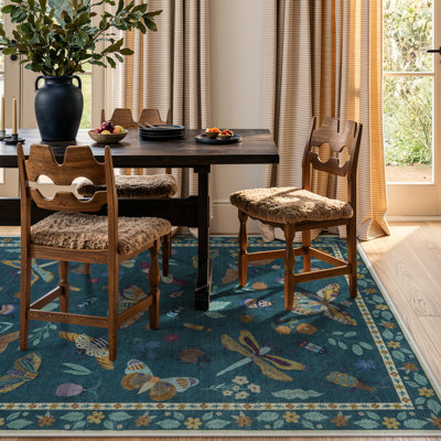 Goldene Animal & Insect Machine Washable Area Rugs with Non-Slip Backing for Living Room, Dining Room, Bedroom
