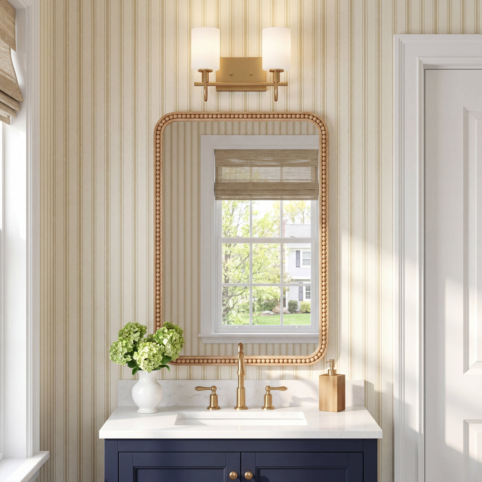 Rowley 2-Light Dimmable Vanity Light, Satin Brass