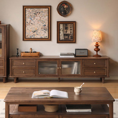 70"W Solid Walnut Modern Traditional TV Stand