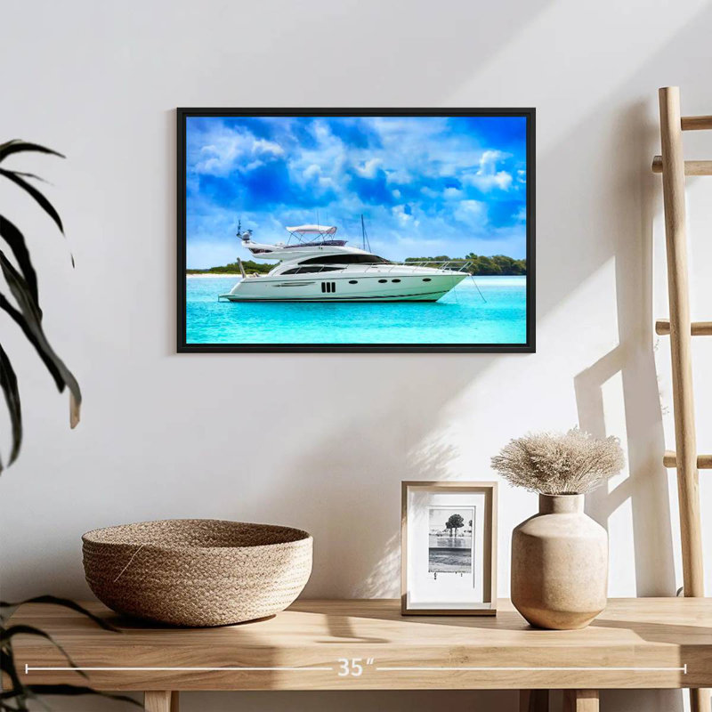 Yacht de luxe des Caraïbes, 19 po x 13 po, Cadre flottant noir