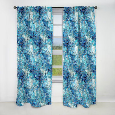 Océan bleu mosaïque turquoise I - Rideau floral - Rideau occultant floral - 1 panneau