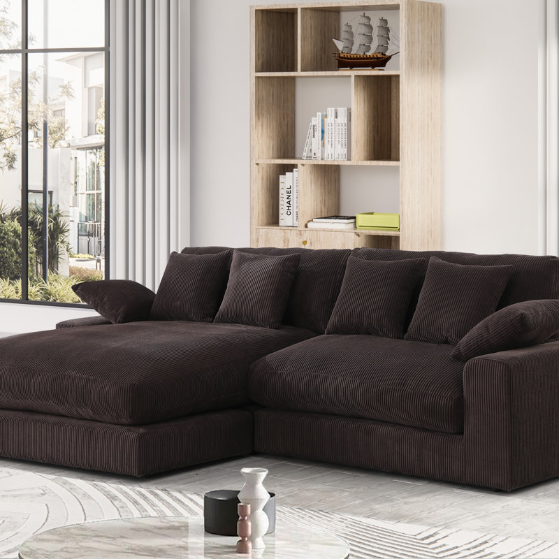 Canapé modulaire réversible Corduroy, Velours côtelé couleur chocolat