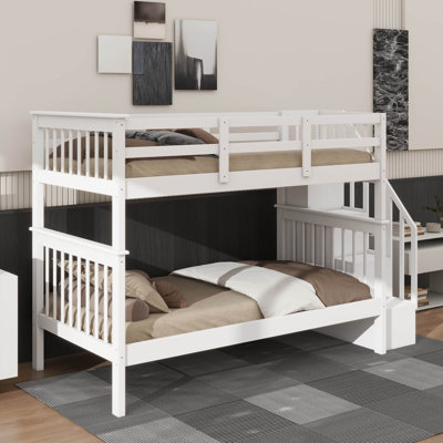 Robust Twin-Over-Twin Bunk Bed With Built-In Storage & Safety Guard Rail