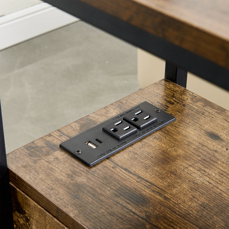 Lampe sur pied 2 tiroirs avec tableau de charge Gorbold, Brun