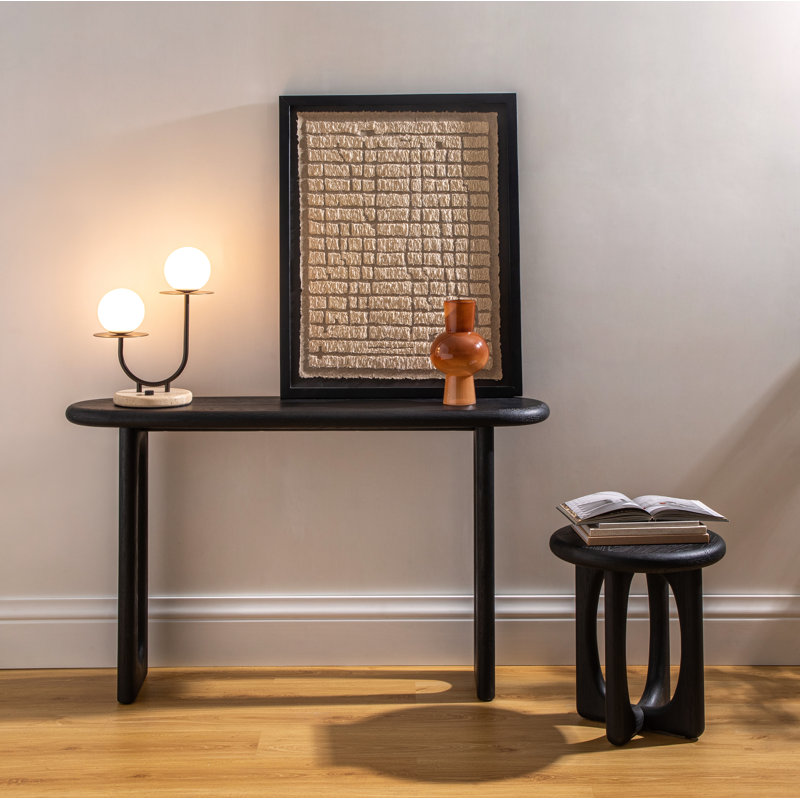 Griffey 50" Solid Wood Console Table with Oval Top Sled Base Entryway Accent Furniture for Narrow Spaces, Black