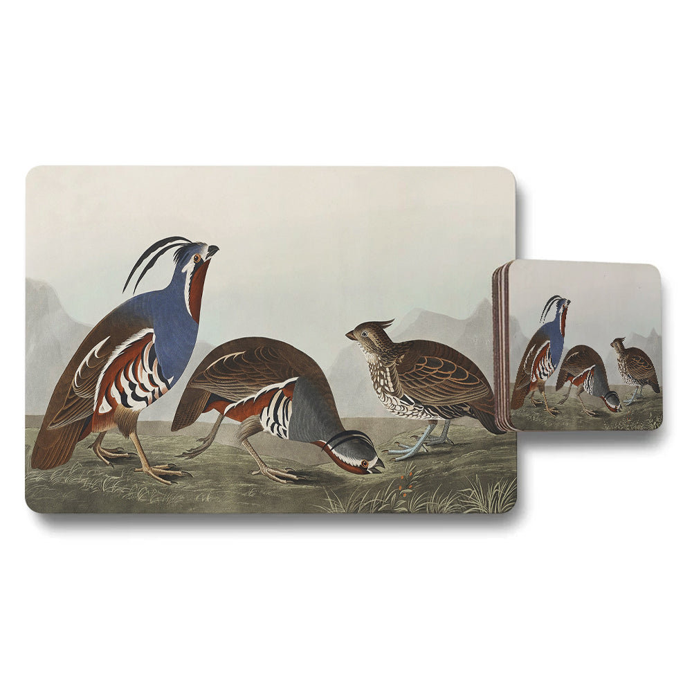Birds And Pheasants Placemat And Coaster Set Artwork