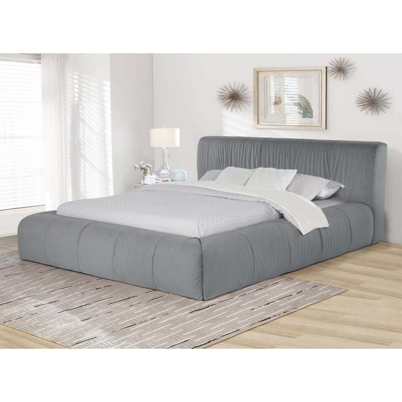 Upholstered Platform Bed Grey, Queen