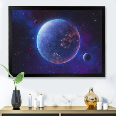 Planète mauve et bleue - reproduction d'art moderne sur toile