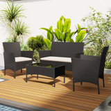 Outdoor Gerardi All Weather Wicker 4 - Person Seating Group with Cushions