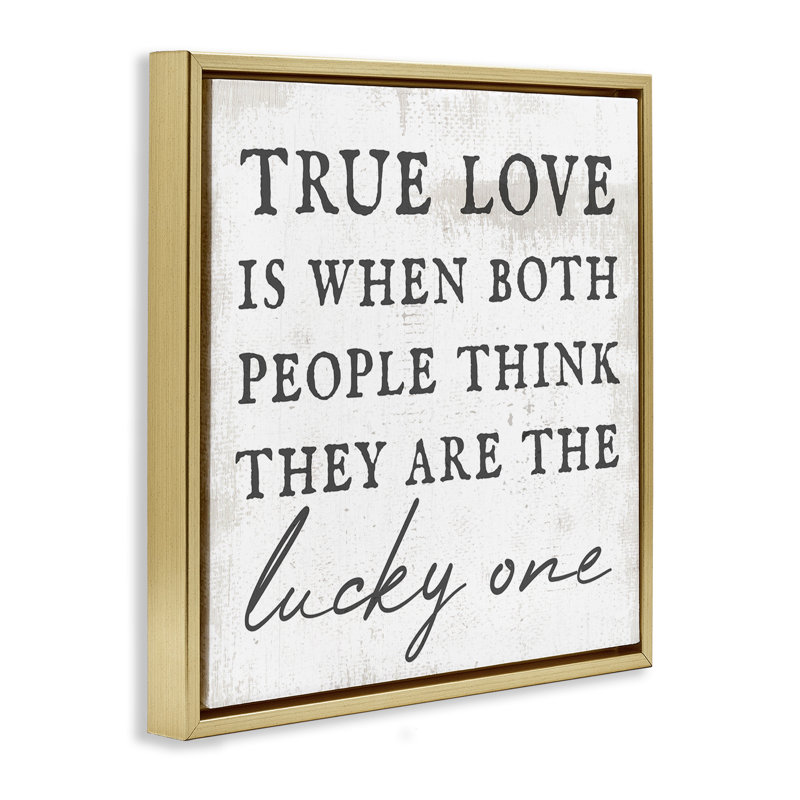 True Love, phrase romantique, H 18 po x l 18 po, Cadre flottant métallique doré
