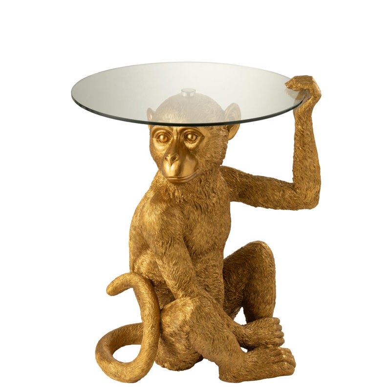 Kyran Glass Top Figurine Round Side Table