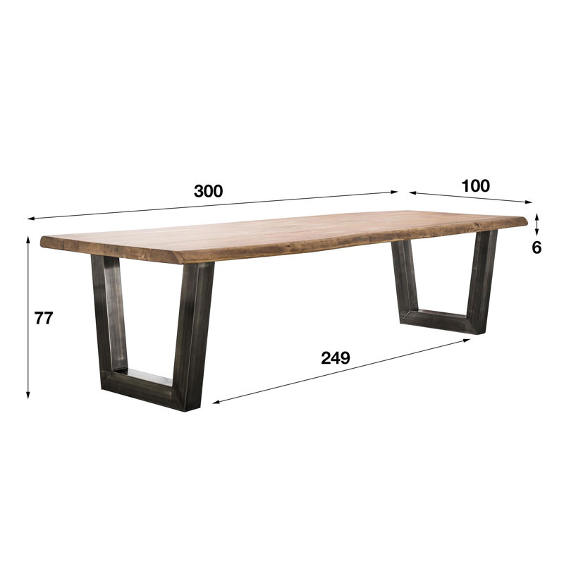 Erickson Acacia Solid Wood Top Metal Base Dining Table