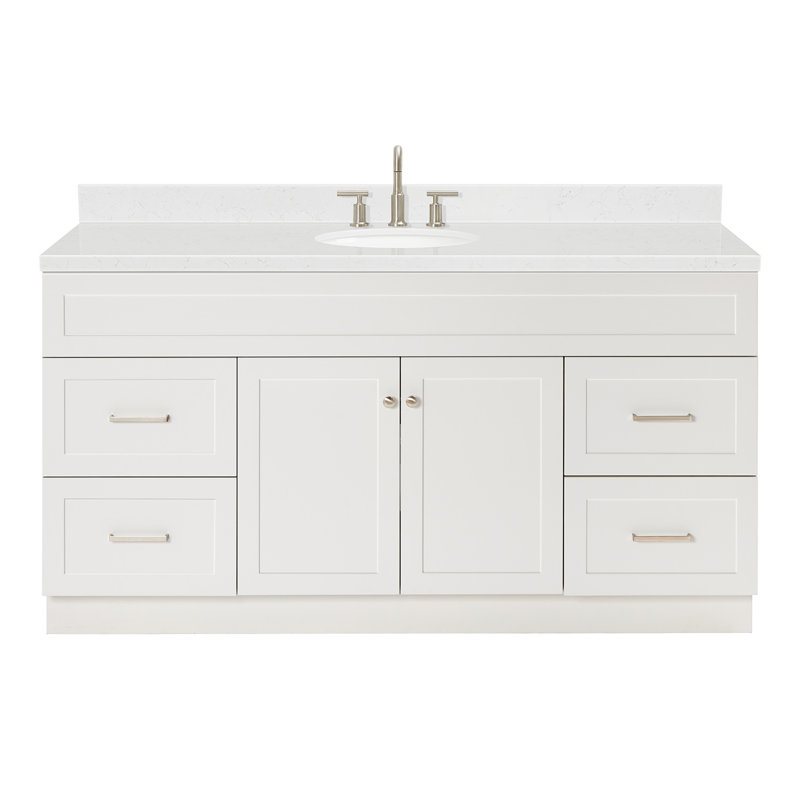 Hamlet 66.25'' Bathroom Vanity with Carrara Quartz Top, Black, Rectangle