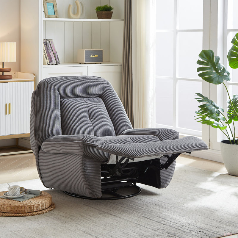 Fauteuil pivotant Tylon, Velours côtelé gris