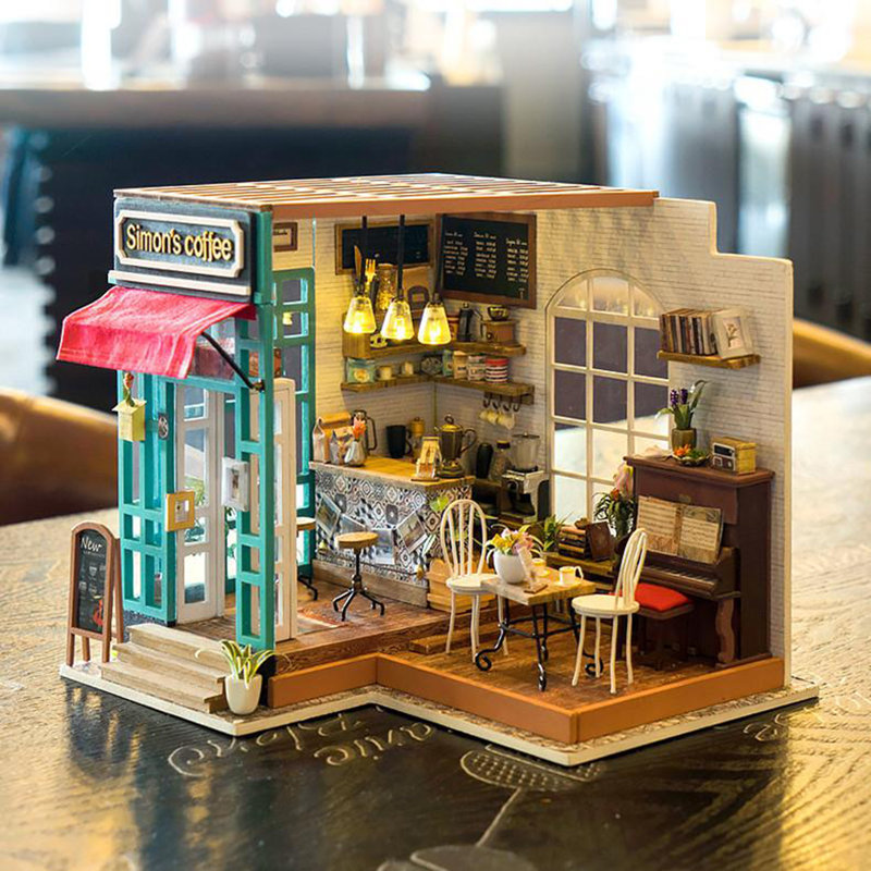Casse-tête bricolage 3D House - Le café de Simon, 200 pièces, s'allume aussi!