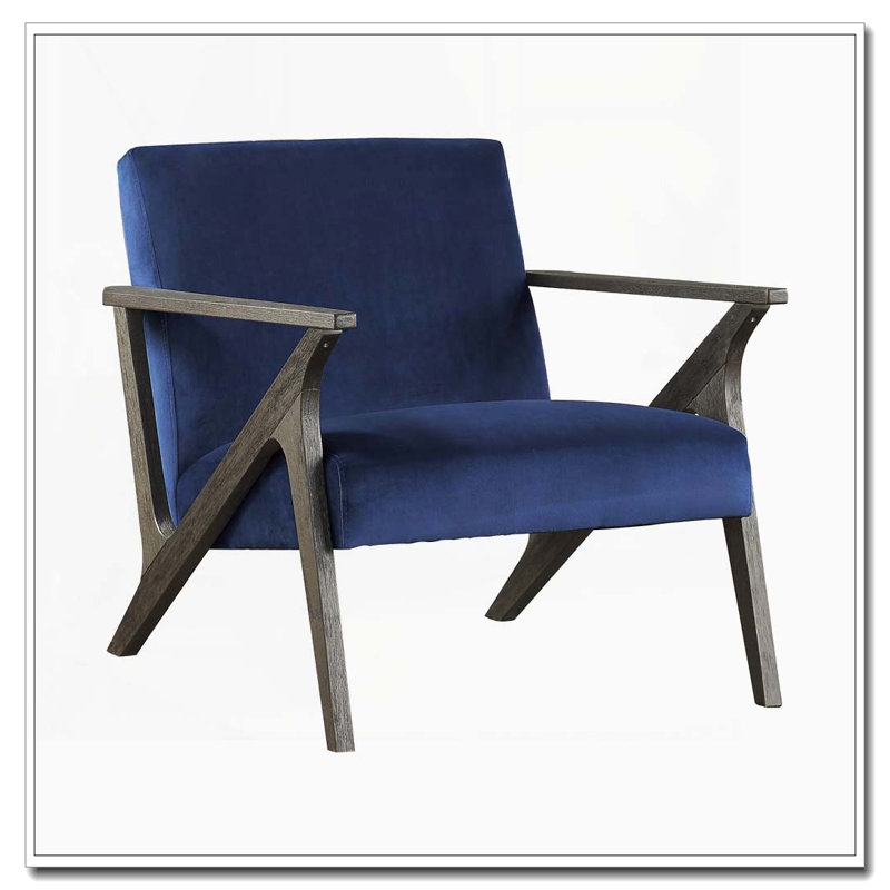 Chaise d'appoint en velours de style rétro avec cadre gris antique