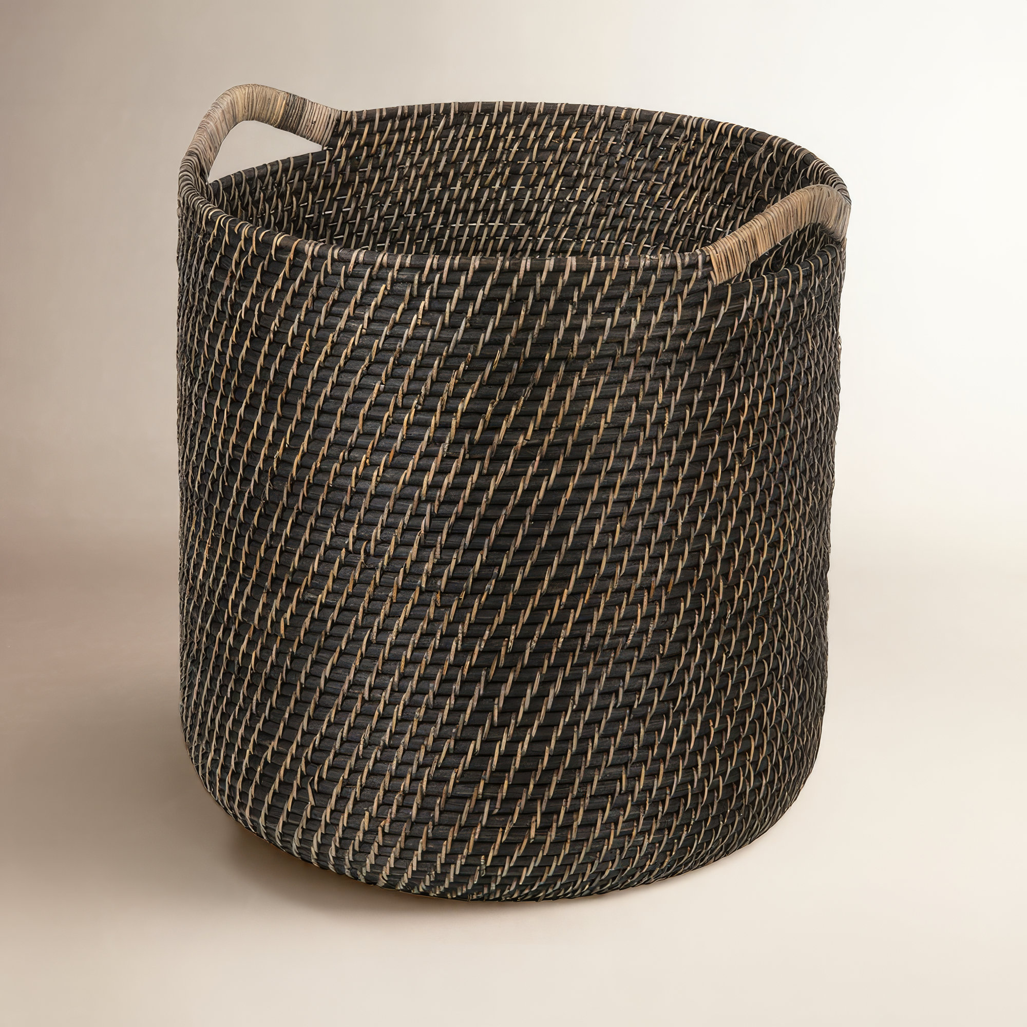 Jettie Rattan Basket With Handles 1, Black