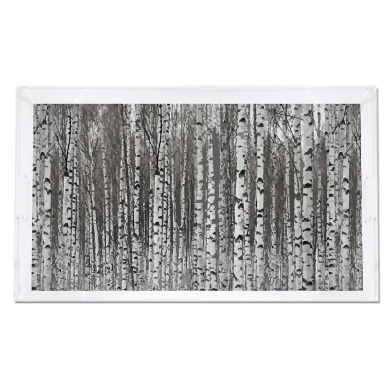 Birch Acrylic Rectangle Decorative Tray, 2" H x 22.5" W x 14.5" D, Neutral