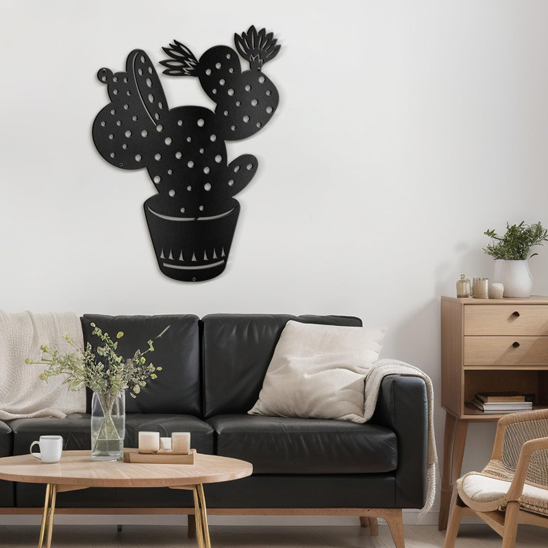 Cactus minimaliste moderne abstrait sculpture décorative murale décoration murale suspendue, H 30 po x l 24,79 po x P 0,05 po
