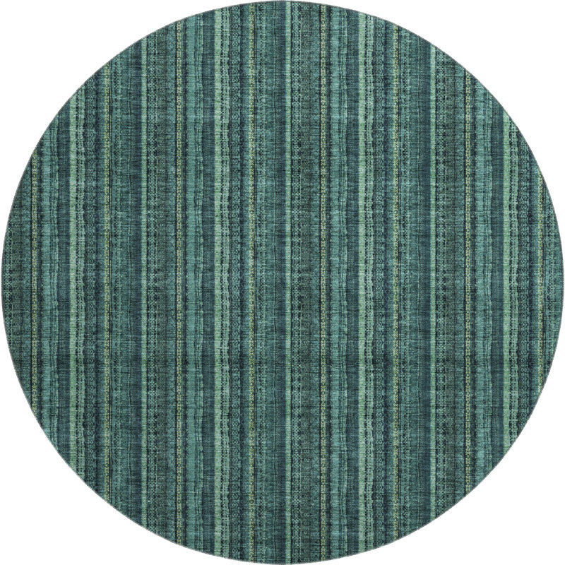 Premium Machine Washable Prisco Teal Rug, Round 8'