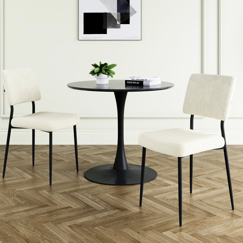 Chaise et table de salle à manger Modern Modern, H 29,53 po x L 30,56 po x l 31,79 po, Blanc/Noir
