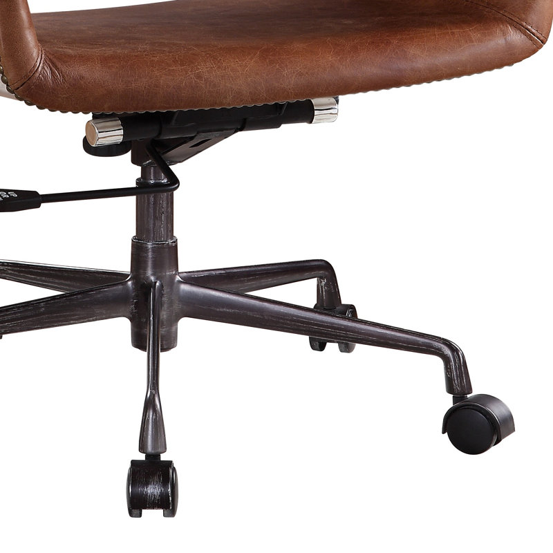 Chaise de bureau, cuir fleur rétro