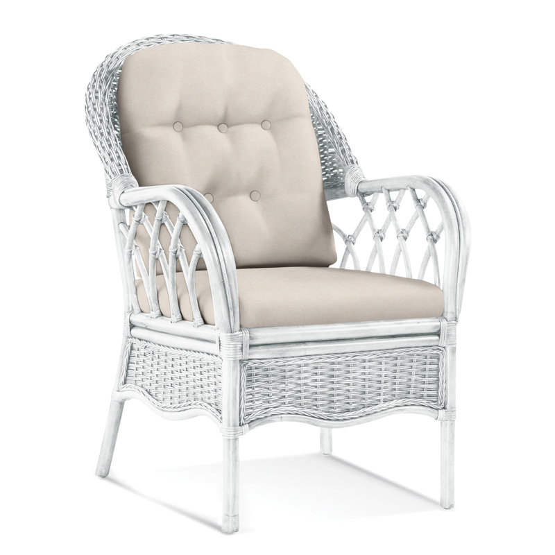Chaise avec accoudoirs rembourrée Everglade, Blanc givré, Lin colombe élite