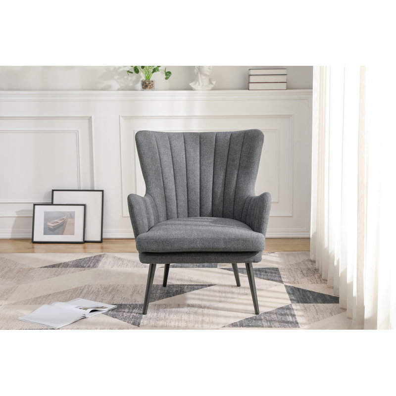 Leib Upholstered Armchair, Charcoal Polyester