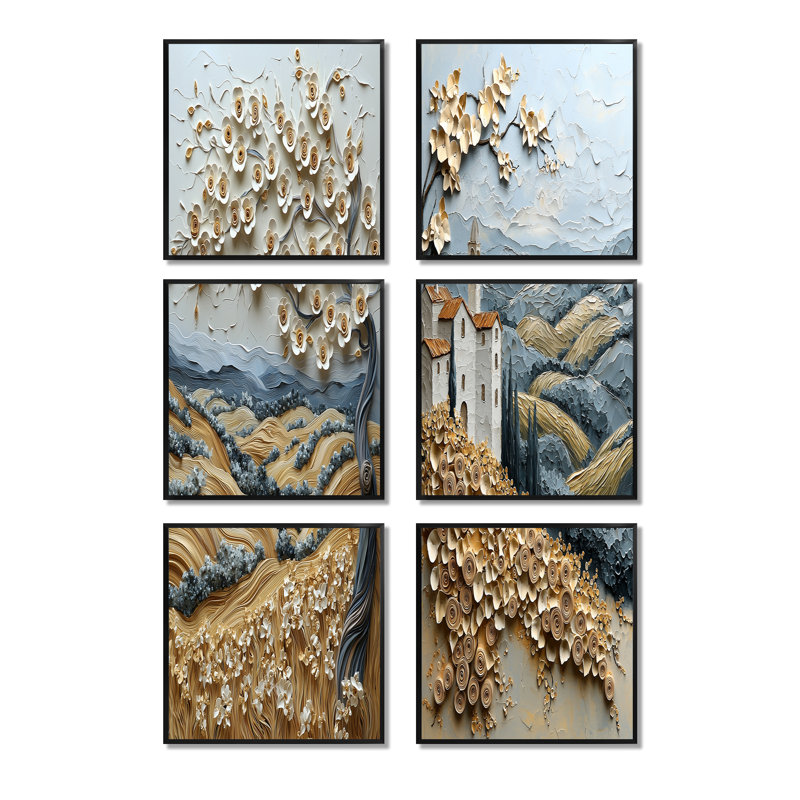 Ensemble de 6 reproductions d'art sur toile Modern Modern, Toile tendue, Ne s’applique pas