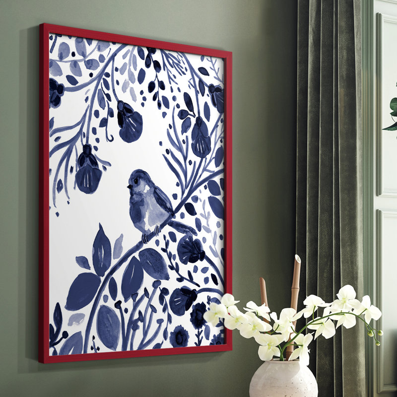 Indigo Song II, reproduction encadrée - bois massif, Rouge, H 10 po x l 8 po