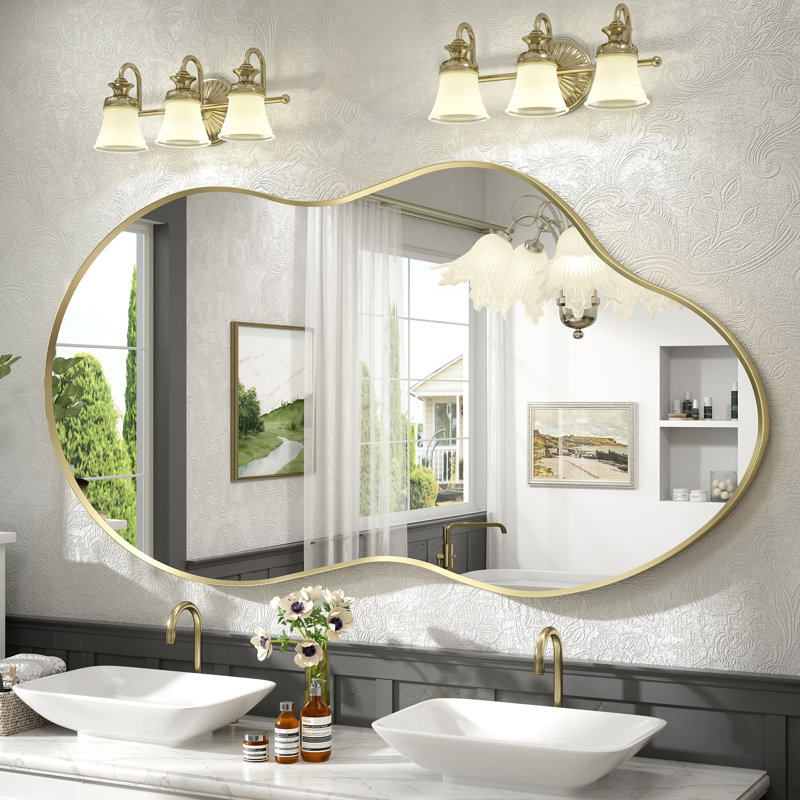 Miroir mural Amara, 60 po x 32 po, Or brossé