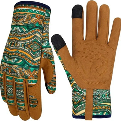 Gants de jardinage en cuir pour femme - résistant aux épines, compatible avec les écrans tactiles, respirant et flexible