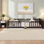 Lits Queen avec barrière de sécurité au sol, garde-corps en pin, couleur espresso moderne pour les chambres familiales-1269924407