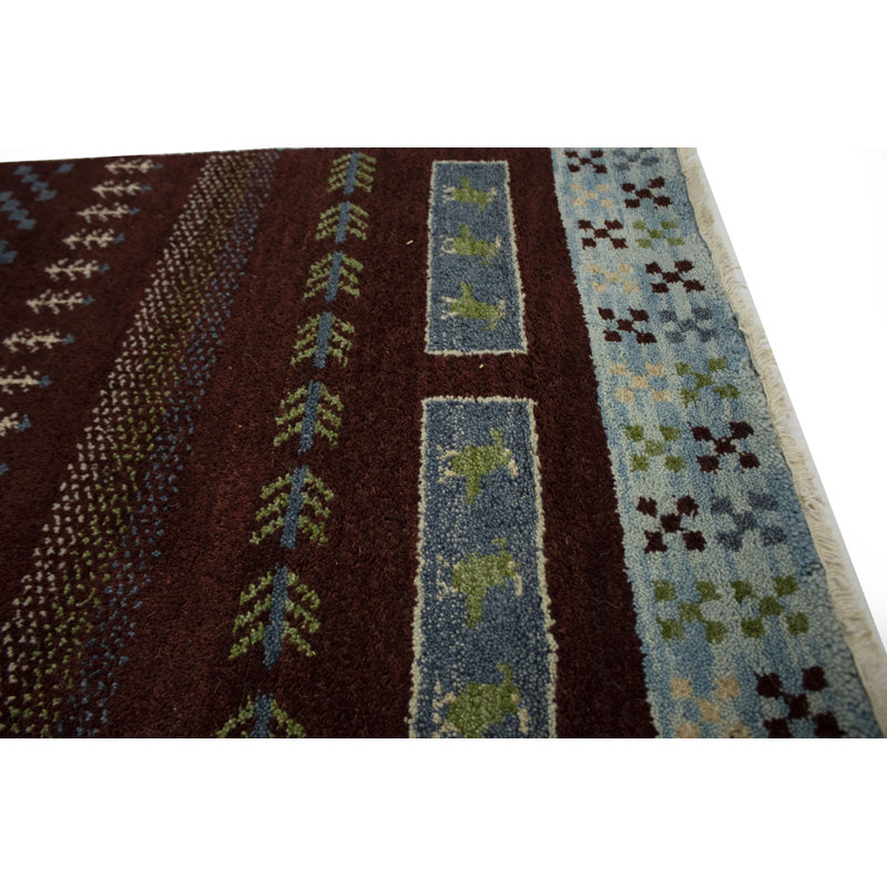 Tapis rouge Maroon Tribal 3 x 6 Indo Gabbeh