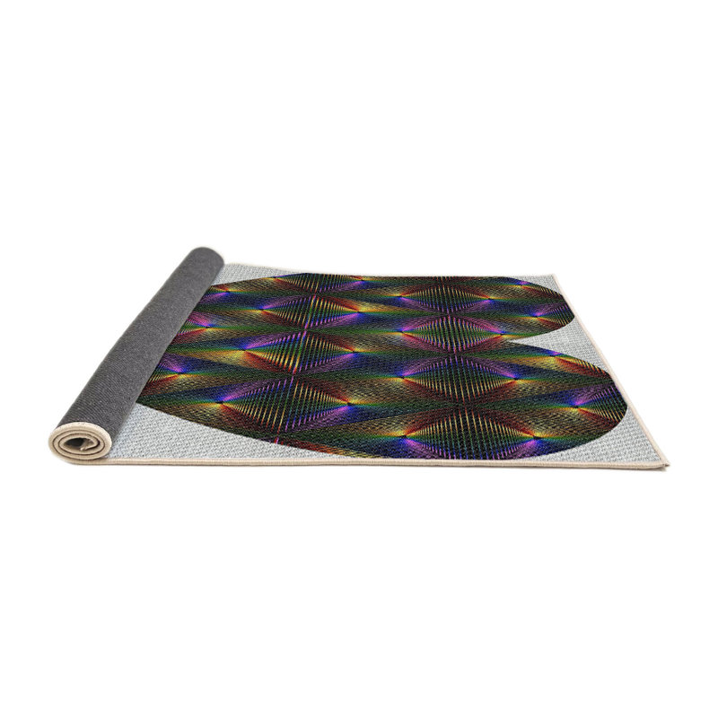 Tapis gris/bleu marine à motifs Nante, Rond 5 pi