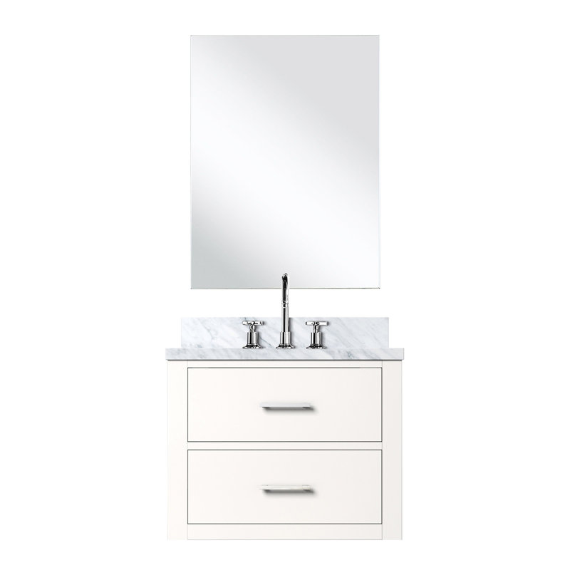 Meuble-lavabo blanc avec comptoir en acrylique blanc, 24 po X P 18 po, ensemble de meuble-lavabo avec robinet et miroir, robinet inclus