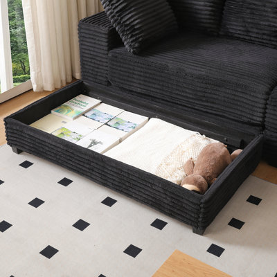 Sectional Sofa With Storage Ottoman And Throw Pillows, Comfortable And Functional For Living Room Relaxation And Entertainment