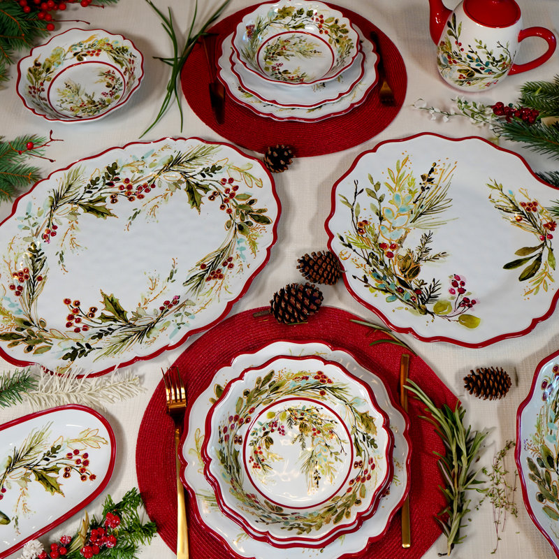 Christmas Gatherings Melamine Round and Oval Platter Set