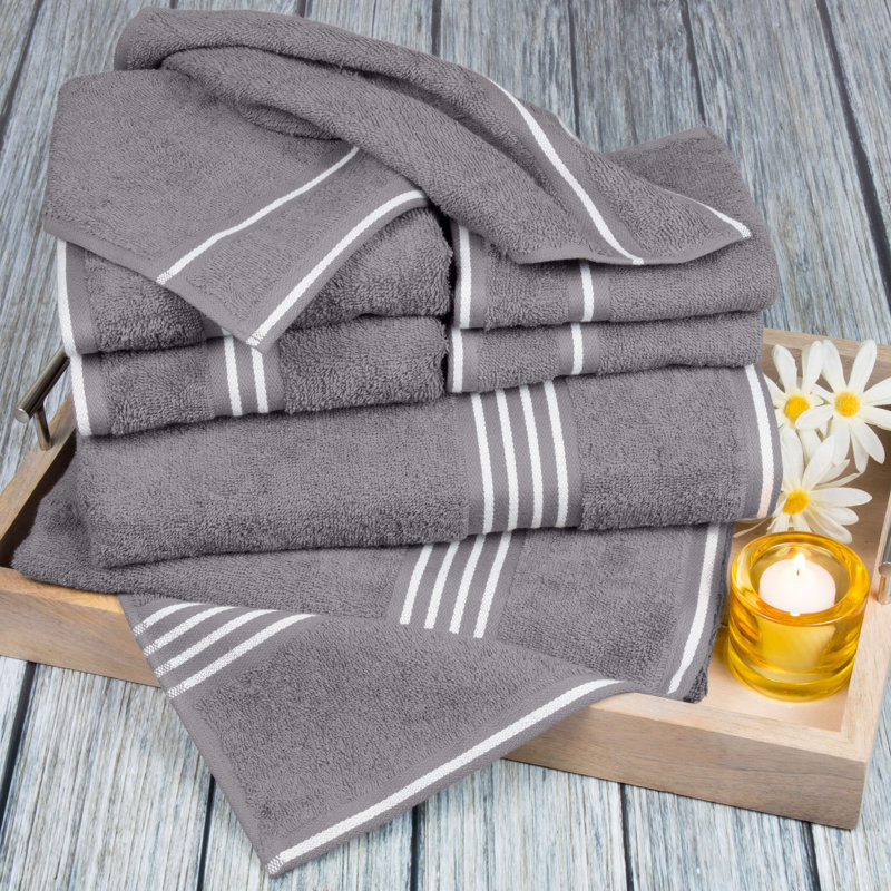 Bremen 8-Piece Towel Set - Cotton Bathroom Accessories with 2 Bath Towels, 2 Hand Towels, 2 Washcloths, and 2 Fingertip Towels