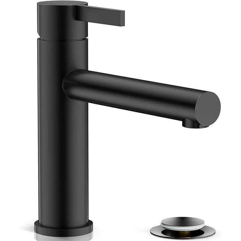 NO - Robinet de salle de bain monocorps et monocommande avec bonde, Noir mat