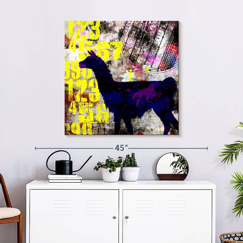 Painted Llama Grunge, 30" H x 30" W