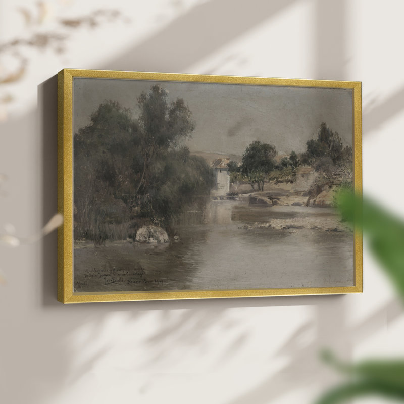 Paysages rétro-CDXCV - reproduction encadrée, H 22 po x l 28 po, Doré