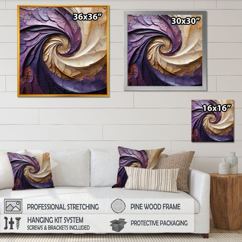 Eastampton - Abstract Spirals Wall Art Living Room_106130, H 24 po x l 24 po x P 1 po, Toile tendue