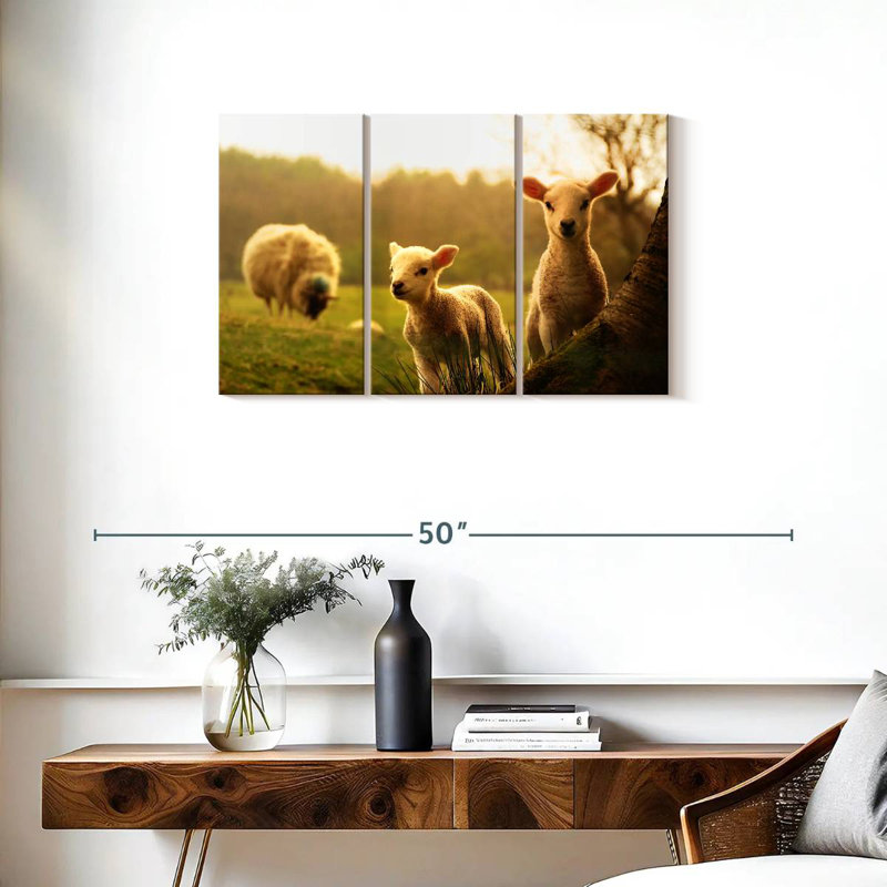 Brampt Baby Lambs, 20" H x 33" W